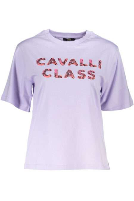 CAVALLI CLASS Виолетова дамска тениска с къс ръкав